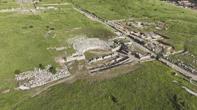 Cinematic Drone Footage of Pisidia Ancient City in Yalvac Isparta Turkey Revealing Historic Ruins and Archaeological Heritage