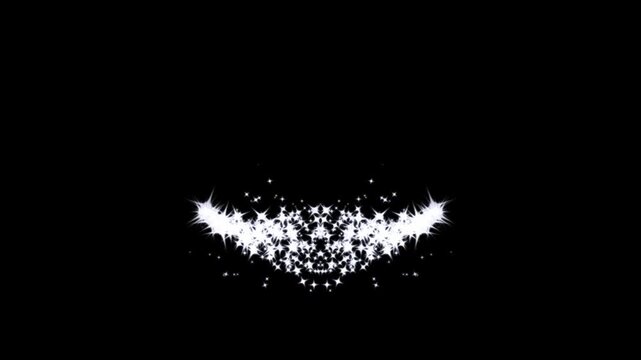 White glowing sparkle stars animation, magical glitter dust trail, flashing twinkling starlight, doodle cartoon glitter burst, shimmering fairy particle effects, chroma key black screen background, 4k