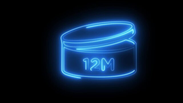 Glowing neon pao 12 m symbol for cosmetic expiration date and beauty product packaging