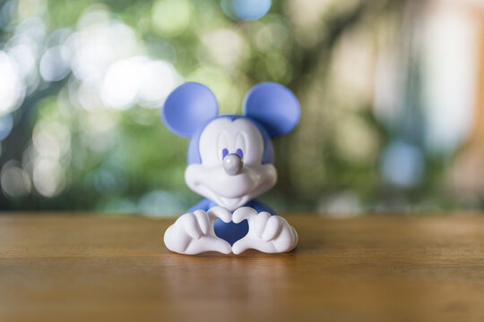 Bangkok, Thailand - June 27, 2026 : Character Mickey Mouse Love Hand Mini Bust.