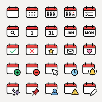 Colorful calendar icon set vector