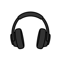 Fototapeta premium Black flat style headphones icon