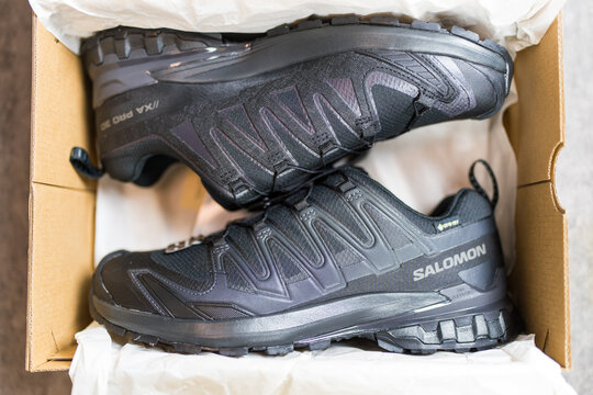 Bangkok, Thailand - June 27, 202 : Salomon XA Pro 3D V9 Wide GTX Black in Packaging