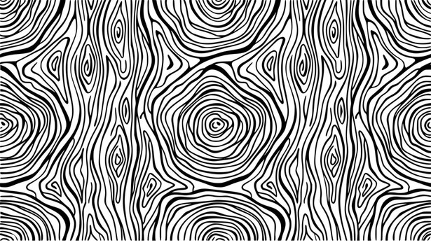 Wood grain texture seamless pattern featuring organic tree rings cross section lines and abstract wooden plank surface background vector illustration