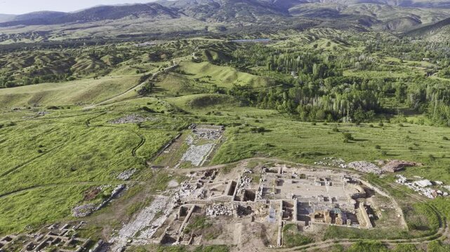 Cinematic Drone Footage of Pisidia Ancient City in Yalvac Isparta Turkey Revealing Historic Ruins and Archaeological Heritage