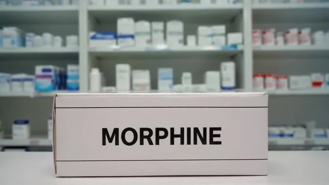 Box of morphine at the pharmacy.