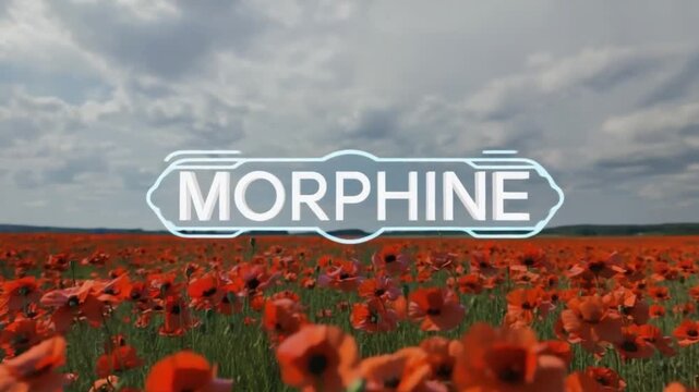 Box of morphine in a poppy field.