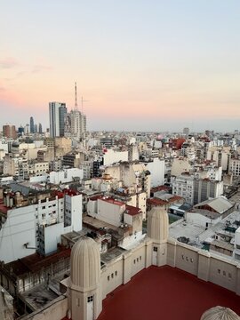 Downtown Buenos Aires skyline at dusk.