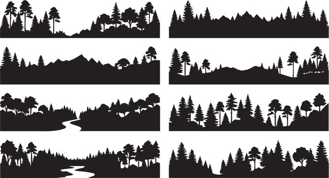 Forest silhouettes form natural landscape borders.