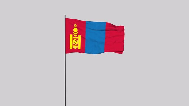 Mongolia Flag Animation 4K Transparent Background with Alpha Channel