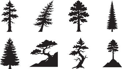 Trees appear as black silhouettes on white. © MstJahanara