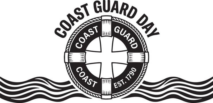 Coast guard day logo celebrating 236 years of service and protection