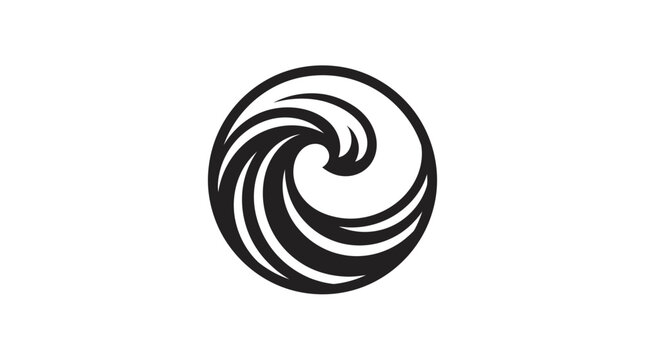 Black swirl wave circular motion symbol.