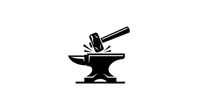 Blacksmith hammering on an anvil.