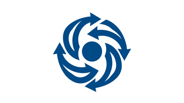 Blue Arrows Circle Rotating Symbol.