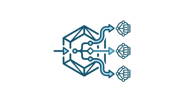 Data Distribution and Information Processing Flow Icon