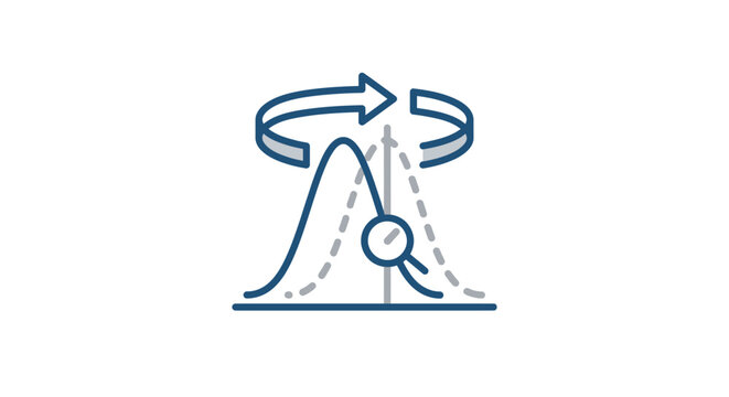 Statistical Bell Curve Analysis with Rotation Arrow