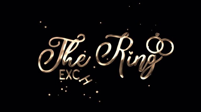 The Ring Exchange Gold Luxury Handwriting Animation with flowing glowing particles writing rendered in 4K resolution transparent background