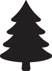 Fototapeta premium Christmas tree, black silhouette, festive icon, holiday symbol isolated on Transparent Background