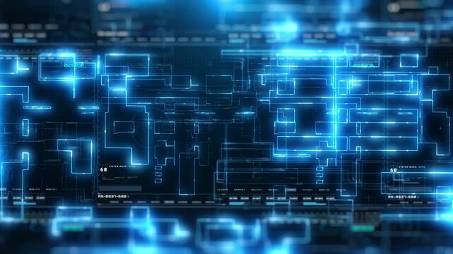 Digital Data Transfer and Cloud Storage Concept Motion Graphic. Abstract High-Speed Internet Matrix, Software Source Code, and Cyber Network Infrastructure Lines Background.