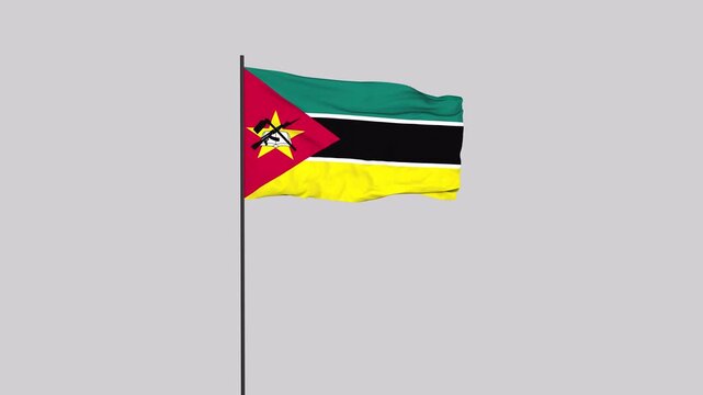 Mozambique Flag Animation 4K Transparent Background with Alpha Channel