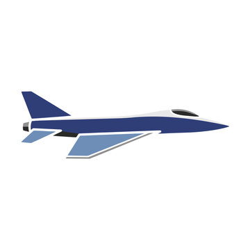 Blue jet fighter aircraft vector illustration
