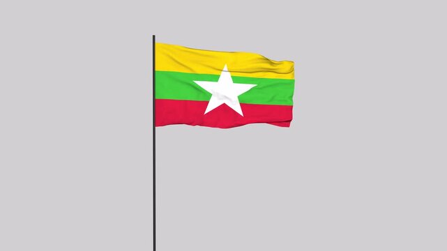 Myanmar Flag Animation 4K Transparent Background with Alpha Channel