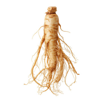 Fresh ginseng root isolated on transparent background