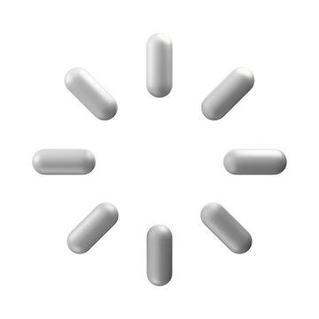 3D White Loading Spinner Capsules Transparent PNG