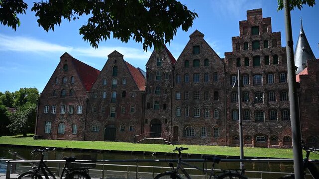 Salt warehouses in L&uuml;beck on the Obertrave