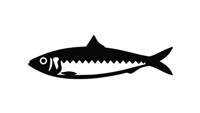Silhouette of a Fish with Sharp Teeth and Streamlined Body.