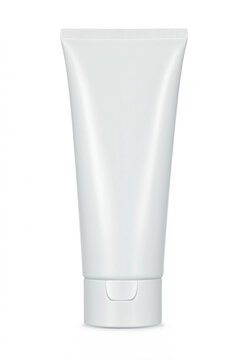 Blank white cosmetic tube for cream, gel, lotion, toothpaste or cleanser isolated on white background