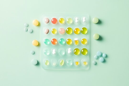 Colorful pH indicator paper strips arranged on white background in flat lay composition