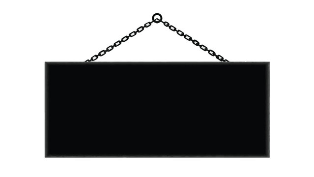 Blank Black Signboard Hanging with Chain for Advertising.