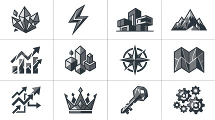 Obraz premium Strategic business growth and success symbol collection