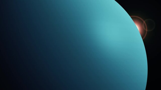 3d uranus Planet and Moon in Space with Bright Star