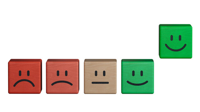 Set of emoji emoticons with sad and happy mood, evaluation, Increase rating, Customer experience, Satisfaction and best excellent services rating concept, Customer service evaluation