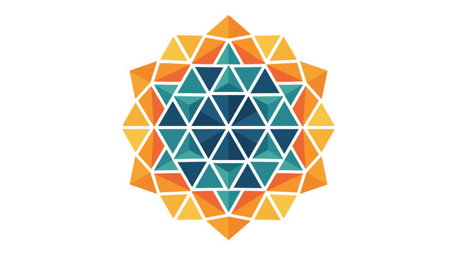 Vibrant hexagonal geometric mandala mosaic art.