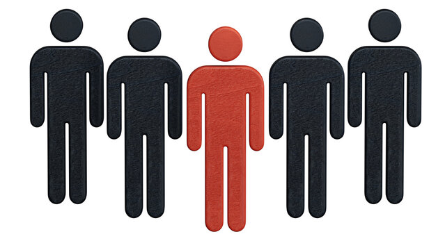 Two types of wooden persons on the wooden table: red and white.Supports PNG files with transparent backgrounds.