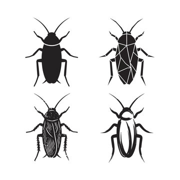 Cockroach Vector Icons Collection with Multiple Silhouette Styles