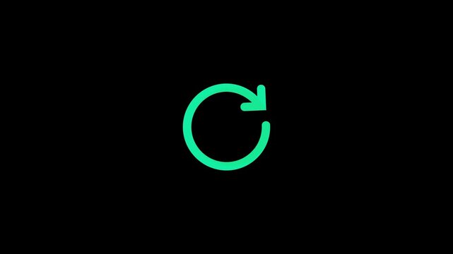 Animated teal green refresh arrow rotating in circle loop on transparent background