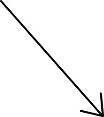 Obraz premium Simple black arrow pointing diagonally down on a white background