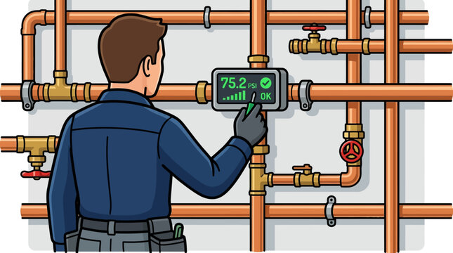 Man checking pipe system.
