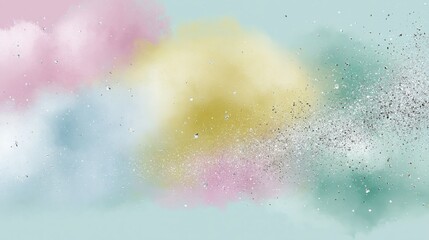 Fototapeta premium Soft Pastel Powder Explosion with Glitter Accents on Light Blue Background