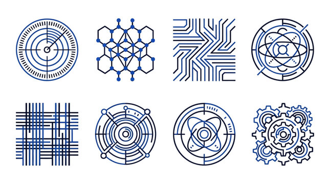 Geometric shapes and patterns.
