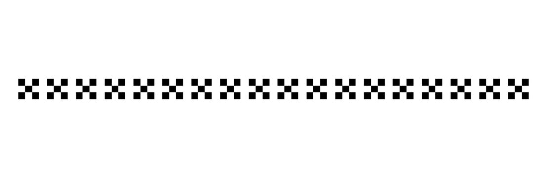 Minimalist Black Checkerboard Square Horizontal Divider Pattern Grid Line Isolated on Transparent Background