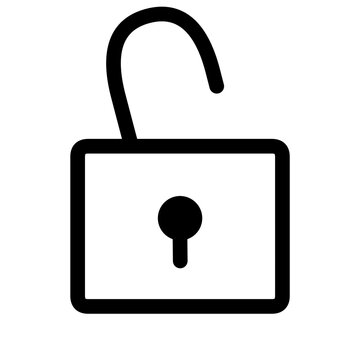ロック解除を表す南京錠の線画アイコン