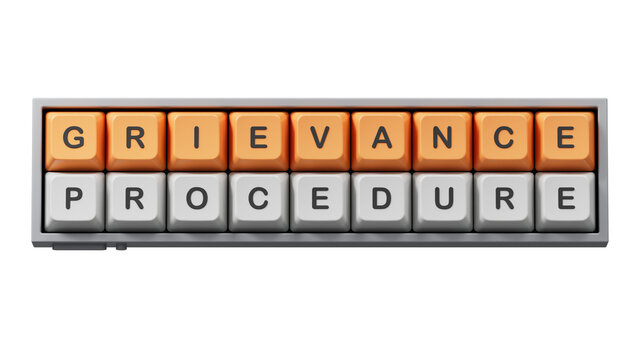 Computer keyboard keys with text grievance procedure. Business concept. Computer keyboard keys. Copy space.Supports PNG files with transparent backgrounds.
