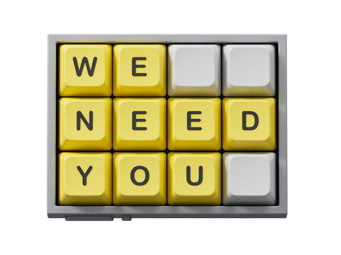 We need you symbol. Concept words We need you on Computer keyboard keys.Business and We need you concept. Copy space.Supports PNG files with transparent backgrounds.