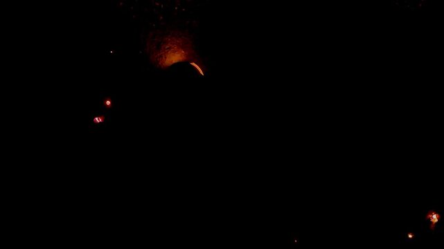 Ground Spinner Firecracker Chakri on Ground During Diwali Festival Celebration in India, Slow motion